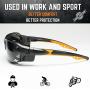 ToolFreak Spoggles, Safety Glasses and Protective Goggles, Eyewear Foam Padded for Comfort and Better Protection, ANSI Z87 Rated, Smoke Tinted Lens with Impact and UV Protection