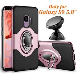 Samsung Galaxy S9 Case - eSamcore Ring Holder Kickstand Cases + Dashboard Magnetic Phone Car Mount [Rose Gold]