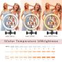 14.3" LED Selfie Ring Light with Tripod Stand&Phone Holder&Makeup Mirror for Live Streaming&YouTube Video, Dimmable Makeup Ring Light for Photography, Shooting with 10 Brightness Level & 3 Light Modes