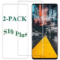 S10 Plus Screen Protector Tempered Glass for Samsung Galaxy S10 Plus Case Friendly 9H Hardness 3D Curved HD Coverage [Fingerprint ID Enabled] [2-Pack]a1