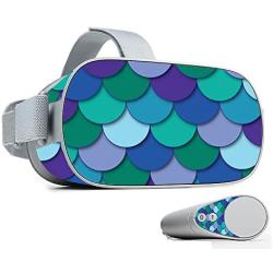 MightySkins Skin Compatible with Oculus Go Mobile VR - Blue Scales | Protective, Durable, and Unique Vinyl Decal wrap Cover | Easy to Apply, Remove, and Change Styles | Made in The USA