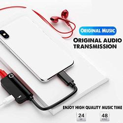 Headphones Adapter for iPhone 3.5mm Jack Audio + Charge Aux for iPhone 7/7Plus/8/8Plus/X/11/XS/XR/XS MAX Dongle Splitter Accessory Supports 2 in 1 Earphone Splitter Support All iOS System