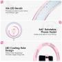 Selfie Ring Light with Stand,12 Inch Foldable LED Ring Light for Phone, 3 Light Modes & 10 Brightness Dimmable Beauty Fill Make Up Light Without Assemble for Live Stream/YouTube Video/Tiktok (Pink)