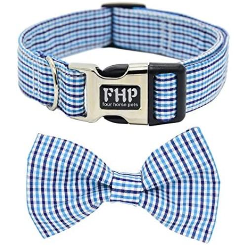Fourhorse Cute Soft Dog with Bowtie, Detachable Adjustable Bow Tie Collar Pet Gift