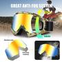 Wellovar Motorcycle Goggles,ATV Goggles Dirt Bike Ski Goggles Windproof Scratch Resistant Combat Goggles Adjustable UV Protective Safety Outdoor Glasses for Cycling, Climbing, etc