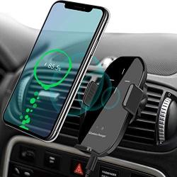 Wireless Car Charger Vent Mount, Automatic Clamping 10W/7.5W Fast Charging Air Vent Car Compatible for iPhone 11/11 Pro/11 Pro Max/Xs MAX/XS/XR/X/8/8+,Samsung S10/S10+/S9/S9+/S8/V30 (Black)