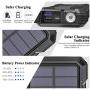 Solar Charger, 20000mAh Solar Power Bank, Qi Wireless Charger for Cell Phone, Portable Charger for Camping, Outdoor, External Battery Pack Flashlight, Compass, Solar Panel Charging by LEO WAY, Black