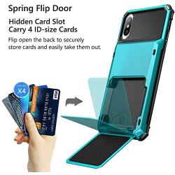 Vofolen Case for iPhone Xs Max Case Wallet ID Slot Credit Card Holder Scratch Resistant Dual Layer Protective Bumper Rugged TPU Rubber Armor Hard Shell Case Cover for iPhone Xs Max 10S Max Light Blue