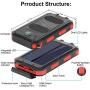 Solar Charger 20000mAh, Portable Phone Charger Mobile Power Bank, Camping Waterproof External Backup Battery Power Pack Dual USB with 2 LED Flashlight for Cell Phone and Other Electronic Devices