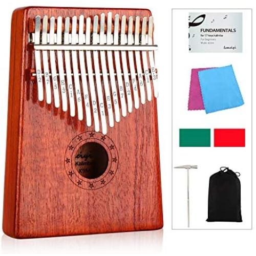 LEMEIYI Kalimba 17 Keys Thumb Piano with Study Instruction and Tune Hammer, Portable Mbira Sanza African Wood Finger Piano, Gift for Kids Adult Beginners Professional