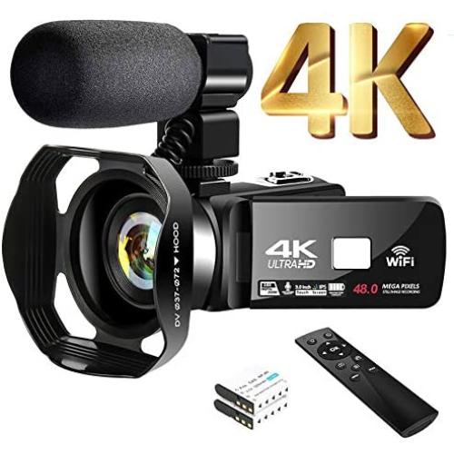4K Video Camera Camcorder with Microphone 30FPS 48MP Vlogging Camera with Rotatable 3.0” Touch Screen and Time-Lapse Digital Camera IR Night Vision Webcam
