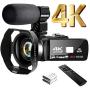 4K Video Camera Camcorder with Microphone 30FPS 48MP Vlogging Camera with Rotatable 3.0” Touch Screen and Time-Lapse Digital Camera IR Night Vision Webcam
