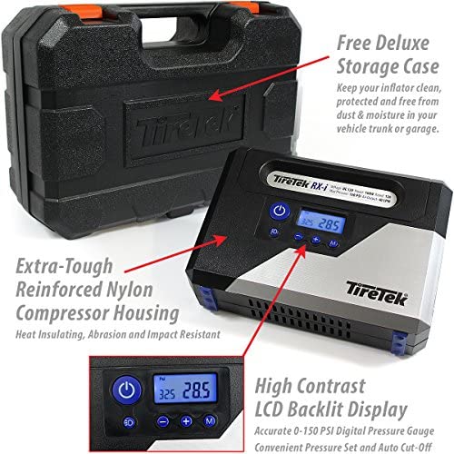 TireTek RX-i Portable Air Compressor Pump 12V Digital Tire Inflator with Gauge + Auto Shut Off