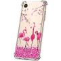 PHEZEN Case for iPhone XR Clear Case Floral Printed Ultra Slim Soft TPU Bumper Cushion Cover Anti-Scratch Transparent TPU Silicone Case for iPhone XR, Flamingo Cherry Blossom