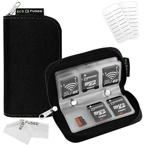Memory Card Case - Fits up to 22x SD, SDHC, Micro SD, Mini SD and 4X CF - Holder with 22 Slots (8 Pages) - for Storage and Travel