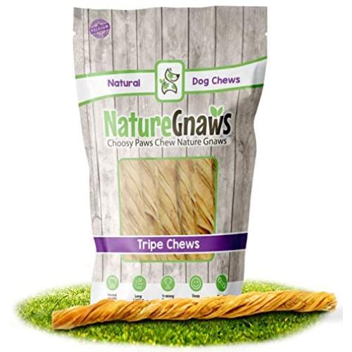 Nature Gnaws Tripe Twists for Dogs - Premium Natural Beef Sticks - Simple Single Ingredient Crunchy Dog Chew Treats - Rawhide Free