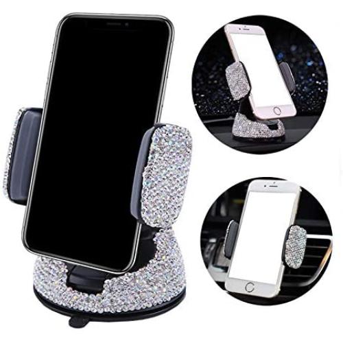 Bestbling Luxury Rhinestone Bling Universal Car Stand Phone Holder Air Vent Car Mount Stand Holder Compatible with iPhone X 8 Plus 7 Plus SE 6s 6 Plus 6 5s 5 4s 4 (Silver)