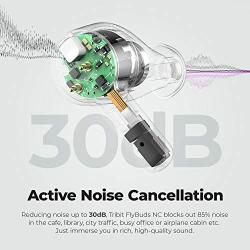 Tribit FlyBuds NC Active Noise Cancelling Wireless Earbuds - ENC 4 Mics AI Noise Reduction for Clear Call Transparency Mode Touch Control Over 10Hrs Playtime per Charge True Wireless Earbuds, Black