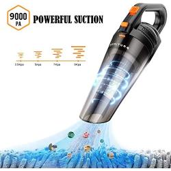 HONITURE Handheld Vacuum, Car Vacuum 9000Pa Strong Cyclonic Suction Portable Hand Vac Cordless Rechargable Li-ion Battery Dustbuster Lightweight Wet and Dry Vacuum Cleaner for Home and Car