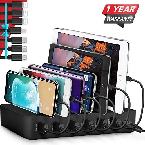 Poweroni USB Charging Station Dock - 6-Port - Fast Charge Docking Station for Multiple Devices - Multi Device Charger Organizer - Compatible with Apple iPad iPhone and Android Cell Phone and Tablet Poweroni USB Charging Station Dock - 6-Port - Fast Charge Docking Station for Multiple Devices - Multi Device Charger Organizer - Compatible with Apple iPad iPhone and Android Cell Phone and Tablet