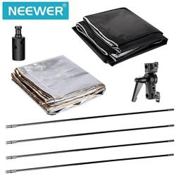 Neewer 35" x 70"/ 90 x 180cm Photo Studio Gold/Silver & Black/White Flat Panel Light Reflector with 360 degree Rotating Holding Bracket and Carrying Bag