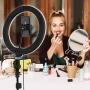 UFula 10.2" Selfie Ring Light with Tripod Stand & Phone/Pad Holder for Live Sream/Makeup Mini LED Camera Ringlight for YouTube Video/Photography Compatible with iPhone 11 Xs Max XR iPad Android