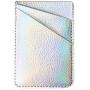 uCOLOR Two Pack Phone Card Holder PU Leather Iridescent Silver Wallet Pocket Credit Card ID Case Pouch 3M Adhesive Sticker on Phone Samsung Galaxy Android Smartphones(fit for 4.7" Phone or Above)