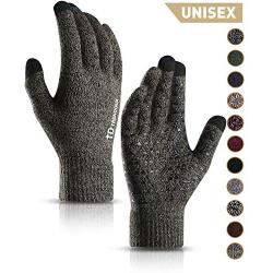 TRENDOUX Winter Gloves for Men and Women - Upgraded Touch Screen Anti-Slip Silicone Gel - Elastic Cuff - Thermal Soft Wool Lining - Knit Stretchy Material
