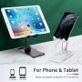 YDY Telescopic Folding Cell Phone Holder for Desk Adjustable Height Angle iPad Cell Phone Stand,Compatible with Smartphones/iPhone/iPad/Kindle/Tablet (New-Black)