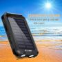 Phone Solar Charger,Yelomin 20000mAh Portable Outdoor Mobile Power Bank,Camping External Backup Battery Pack Dual USB 5V 1A/2A Outputs 2 Led Light Flashlight with Compass