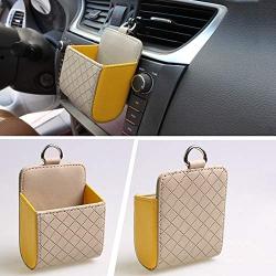 Helen-Box - Car Storage Box Hanging Holder Storage Bags PU Leather Car Mobile Phone Holder Bag Pocket Organizer Car Accessories