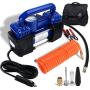 HONGNAL Portable Air Compressor Tire Inflator, 150PSI Car Air Pump Compressor with 4 Nozzle Attachments,LED Light,Air Hose,Battery Clamp,DC 12V for Pumping Car Tires, Bicycles, Trucks & Inflatables