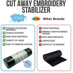 [Premium] Cutaway Embroidery Stabilizer 15” x 26 Yards, Cut-Away Stabilizer for Machine Embroidery with Free Pen & Scissors, Medium 70gsm Polymesh Stabilizer, Cut Away Embroidery Backing (Black)