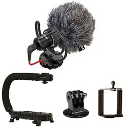 RØDE VideoMicro + CAM CADDIE Scorpion JR - Compact On Camera Microphone with Ryocote Lyre Shock Mount + Hand Held Support