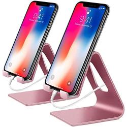 COOLOO Cell Phone Stand,【2 Pack】 Mobile Phone Anti-Skid Holder, Cradle, Dock Compatible Android Smartphone, Phone 11 Pro Xs Max Xr X 8 7 6 6s Plus 5s, Accessories Desk - Rose Gold