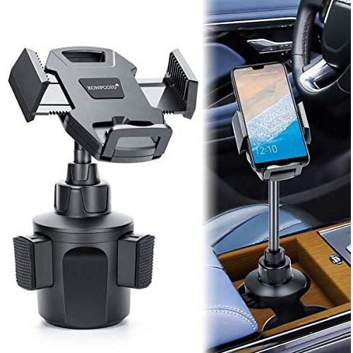 Car Cup Holder Phone Mount，Adjustable Automobile Cup Holder Smart Phone Cradle Car Mount with a Flexible Long Neck Compatible for Cell Phones iPhone Xs Max/X/8/7 Plus/Galaxy and All Smartphones