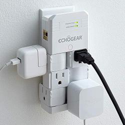 ECHOGEAR On-Wall Surge Protector with 6 Pivoting AC Outlets & 1080 Joules of Surge Protection - Low Profile Design Installs Over Existing Outlets to Protect Your Gear