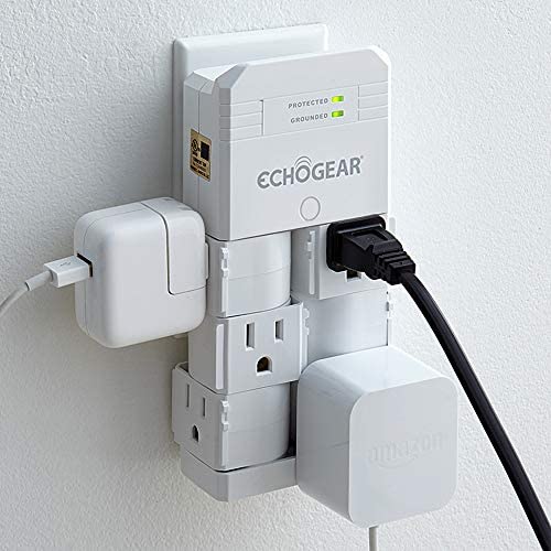 ECHOGEAR On-Wall Surge Protector with 6 Pivoting AC Outlets & 1080 Joules of Surge Protection - Low Profile Design Installs Over Existing Outlets to Protect Your Gear