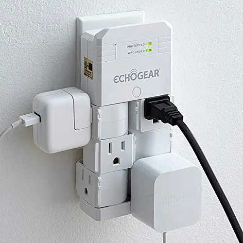 ECHOGEAR On-Wall Surge Protector with 6 Pivoting AC Outlets & 1080 Joules of Surge Protection - Low Profile Design Installs Over Existing Outlets to Protect Your Gear ECHOGEAR On-Wall Surge Protector with 6 Pivoting AC Outlets & 1080 Joules of Surge Protection - Low Profile Design Installs Over Existing Outlets to Protect Your Gear