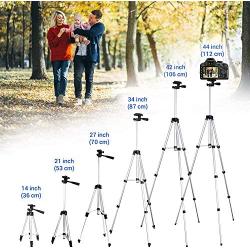 Phone Tripod,LINKCOOL 42" Aluminum Lightweight Portable Camera Tripod for iPhone/Samsung/Smartphone/Action Camera/DSLR Camera with Phone Holder & Wireless Bluetooth Control Remote - Silver