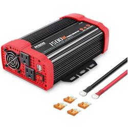 NDDI 1500W Car Power Inverter 12V DC to 110V AC Car Converter Charger Adapter with Dual 3.1A USB Port and AC Outlets Quick Charging