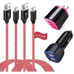 USB C Fast Charging Cable 2 Pack Compatible for OnePlus 7T 7 Pro 6T 6 5T 5, LG G7 G8 G8X G8s ThinQ, LG Stylo 5 4, Dual Port Car Charger, Wall Plug with 6FT Type C Cord