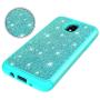 Galaxy J3 Achieve Case,Galaxy J3 2018/J3 Star/Express Prime3/Amp Prime3 Glitter Case,Luxury Glitter Sparkle Bling Case,Hybrid PC Silicone Faux Leather Cover,Dual Layer Armor Phone Case Mint