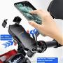 iMESTOU Motorcycle Wireless Qi/USB Phone Charger Holder Handlebar/Rear-view Mirror Cellphone Mount with Waterproof Switch 10A Fuse Fast Charging for iPhone Samsung 3.5-6.5 inch Cellphones