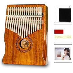 Hellopet Kalimba 17 Keys C Tone Basis Thumb Piano Mahogany Body Material Ore metal Tines with Tuning Hammer Gift for Children Friends and Family (Box style, Yellow)