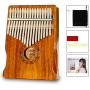 Hellopet Kalimba 17 Keys C Tone Basis Thumb Piano Mahogany Body Material Ore metal Tines with Tuning Hammer Gift for Children Friends and Family (Box style, Yellow)