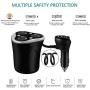 Skyocean 3 Socket Cigarette Lighter Splitter Power Adapter + 3 USB Car Charger 120W 12V/24V DC Outlet with Volt Meter, On/Off Switch for Cell Phone GPS Dash Cam & All Electronic Devices (Black)