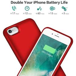 Gixvdcu Battery Case for iPhone 6/7/8/6S 6000mAh,Portable Charger Case Protective Battery Pack Charging Cover Case for iPhone 6/6s/7/8- Red (4.7inch)