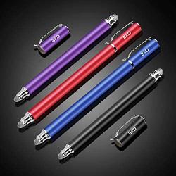 Bargains Depot New 5mm High-Sensivity Fiber Tip Capacitive Stylus Dual-tip Universal Touchscreen Pen for All Tablets & Cell Phones with 8 Extra Replaceable Fiber Tips (4 Pieces, Black/Blue/Purple/Red)