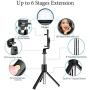 Selfie Stick Tripod Update Bluetooth Selfie Stick with Detachable Wireless Remote/Build-in Light/HD Mirror, Compatible with iPhone and Android Smartphone